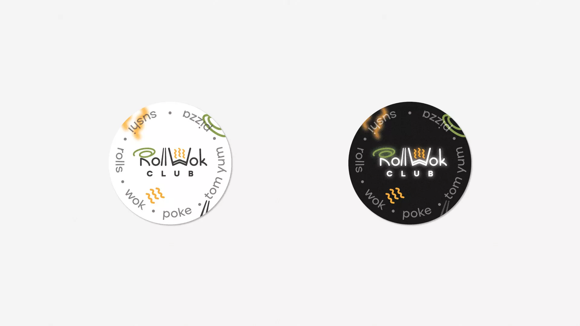 Разработка наклеек для суши-бара «Roll Wok Club» в Лысково